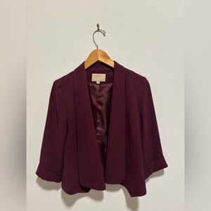 VTG Women's Plum Shawl-Collar Open Blazer Jacket 3/4 Sleeve